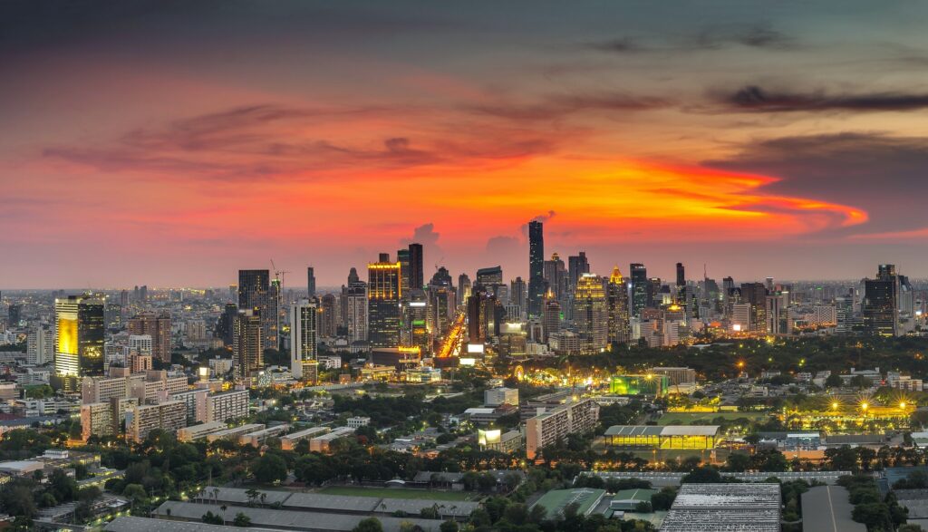 Bangkok cityscape at twilight time